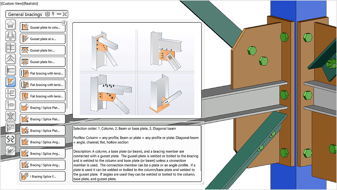 Design in Advance Steel showing the Connection Library