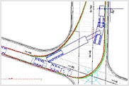 Schematic diagram of a truck navigating a turn 